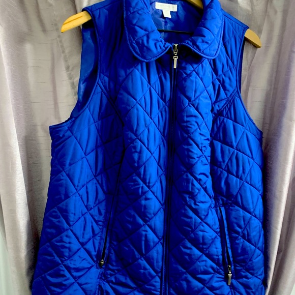 Charter Club Jackets & Blazers - Charter Club quilted royal blue vest size 0X